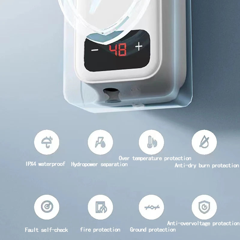 ATWFS 220V Electric Water Heater Hot Water for Bathroom Thermostati Tankless Instant Home Shower Heating Kitchen - MyLootWare