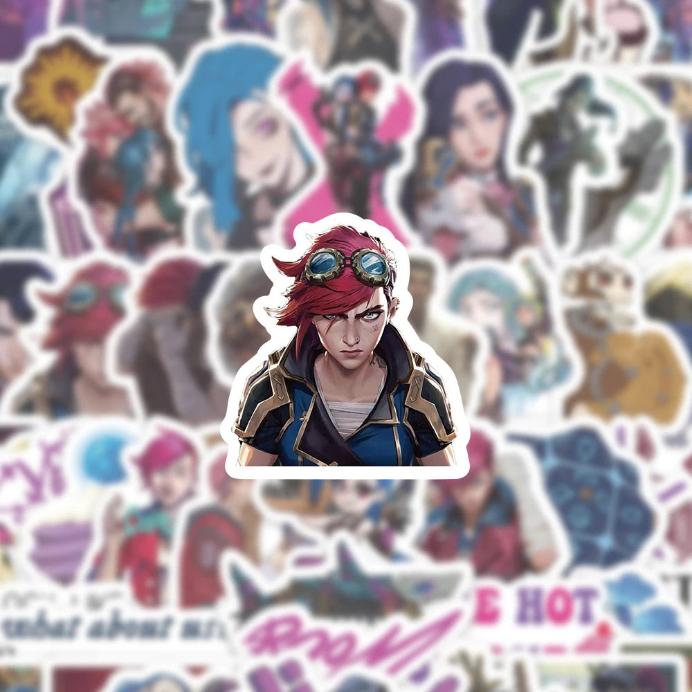 10/30/60pcs Cartoon Game Arcane Stickers Cool Waterproof Decals Kid Toys DIY Notebook Phone Scrapbook Car Bike Anime PVC Sticker - MyLootWare
