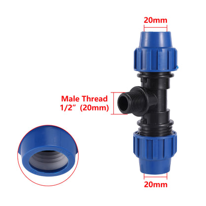 20/25/32mm to 1/2" 3/4" 1" Male PE Pipe Fitting Adapter Tee Elbow Garden Agriculture Irrigation Fittings Garden Water Connection - MyLootWare