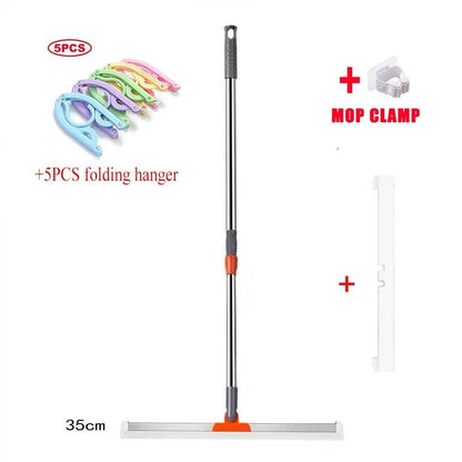 مكشطة أرضيات من السيليكون بمقبض طويل قابل للسحب، وفرشاة أرضيات تمتص الماء، وشريط تنظيف زجاج النوافذ متعدد الوظائف