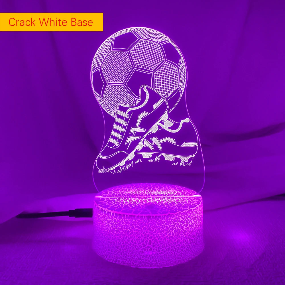 New 3d Illusion Kids Night Light Football 7 Colors