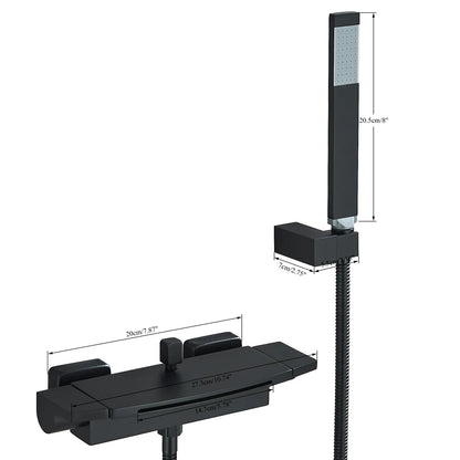 Black Waterfall Bathtub Shower Faucets Wall Mount Shower Mixer Tap Faucets Hot Cold Bath Shower Tap BaRobinet Baignoire - MyLootWare