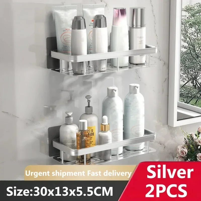 Bathroom Storage Wall Mount Shampoo Makeup Storage Holder Bathroom Accessories No Drilling Wall Shelf Shower Holder For WC - MyLootWare