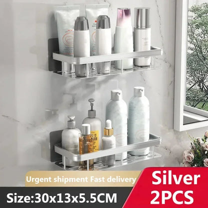 Bathroom Storage Wall Mount Shampoo Makeup Storage Holder Bathroom Accessories No Drilling Wall Shelf Shower Holder For WC - MyLootWare