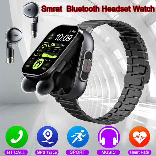 2024 Smart Watch 2 in 1 With Earphone Smartwatch Bluetooth Call Men Watch GPS Track Heart Rate Monitor Play Music SmartWatch - MyLootWare