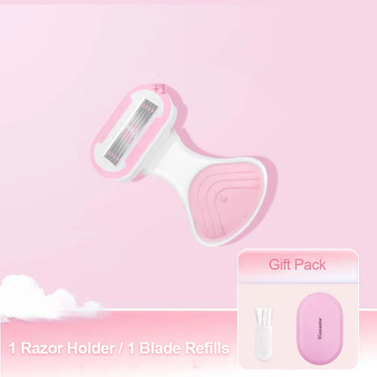 5 Blades Razor for Sensitive Skin Replaceable Refill Floating on Skin Non-slip Handle Lubricating Bar Trimmer Hair Shaver - MyLootWare