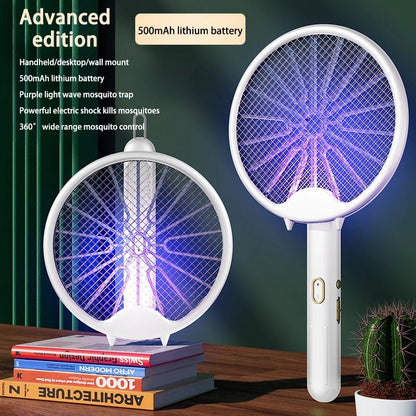 New Electric Mosquito Racket Hand - Hled 3000V Mosquito Killer Lamp Rechargeable Foldable Mosquito Swatter Fly Repellent Lamp Home - MyLootWare