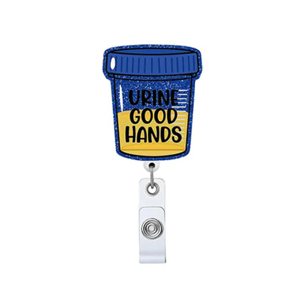 1 Piece Glitter Acrylic Retractable Nurse Badge Reel Anime Cat Bottle Brain Doctor ID Card Holder Lanyard Clip - MyLootWare