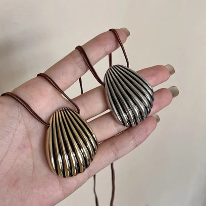 Heavy Industry Silver Large Shell Pendant Necklace