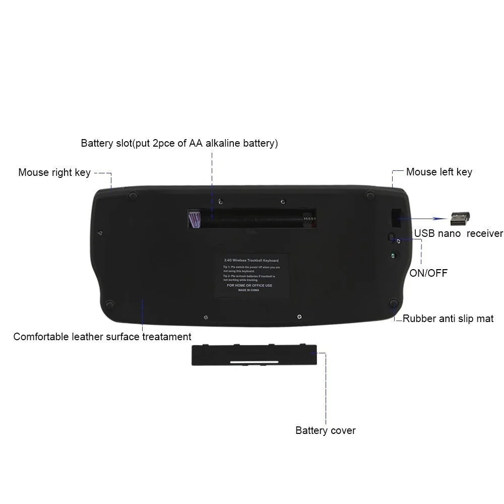 Jomaa 2.4G Wireless Trackball Keyboard with