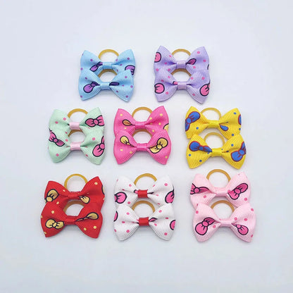 100 Pieces Ribbon Pet Hair Accessories 121 Colors Cute Dog Hair Bows Elastic Rubber Band For Dogs Pet Hair Clips Yorkshire Gift - MyLootWare