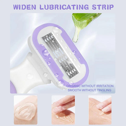 5 Blades Razor for Sensitive Skin Replaceable Refill Floating on Skin Non-slip Handle Lubricating Bar Trimmer Hair Shaver - MyLootWare