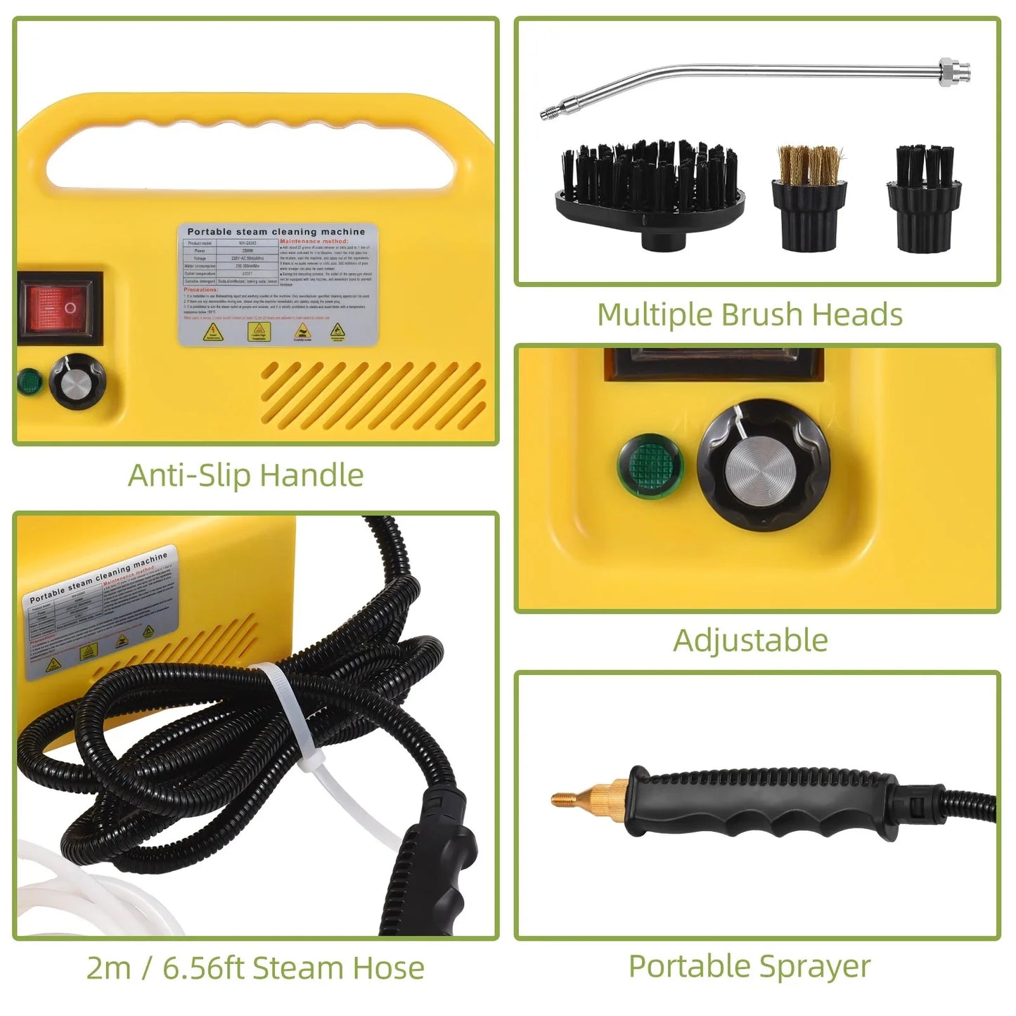 220V EU/KR Plug Multifunction Handheld Steam Cleaner Multi-plug 2500W Powerfull 3Bar Steam Cleaning Tool - MyLootWare