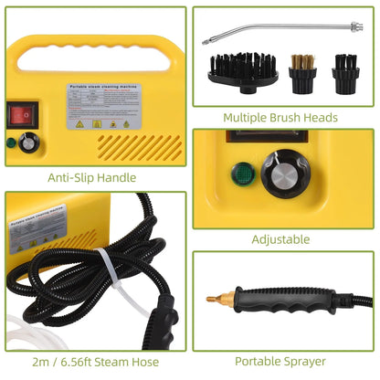 220V EU/KR Plug Multifunction Handheld Steam Cleaner Multi-plug 2500W Powerfull 3Bar Steam Cleaning Tool - MyLootWare