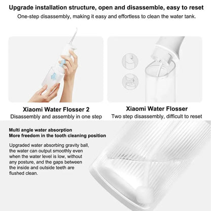 2025 XIAOMI MIJIA Portable Oral Irrigator 2 Dental Teeth Whitening Flosser bucal tooth Cleaner vibration waterpulse Water Thread - MyLootWare