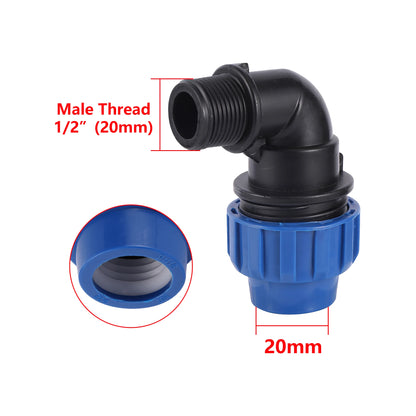 20/25/32mm to 1/2" 3/4" 1" Male PE Pipe Fitting Adapter Tee Elbow Garden Agriculture Irrigation Fittings Garden Water Connection - MyLootWare