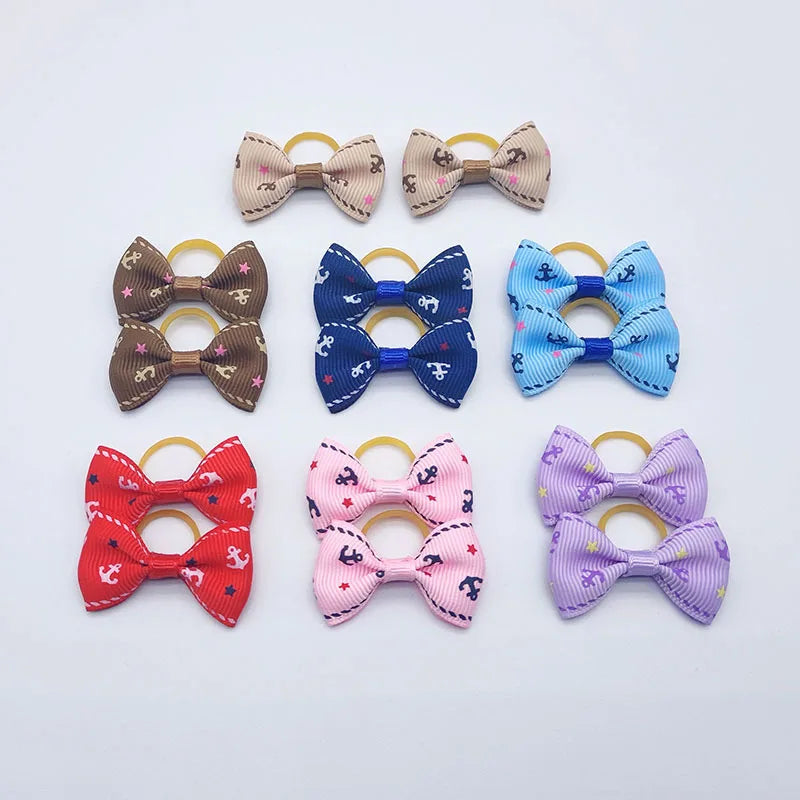 100 Pieces Ribbon Pet Hair Accessories 121 Colors Cute Dog Hair Bows Elastic Rubber Band For Dogs Pet Hair Clips Yorkshire Gift - MyLootWare