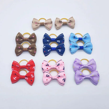 100 Pieces Ribbon Pet Hair Accessories 121 Colors Cute Dog Hair Bows Elastic Rubber Band For Dogs Pet Hair Clips Yorkshire Gift - MyLootWare
