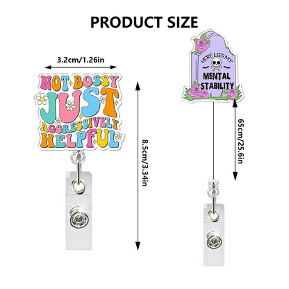 Acrylic English Badge Holder Clip Rotating Alligator Clip Retractable Badge Reel For Doctor Nurse Teacher Student Halloween Gift - MyLootWare