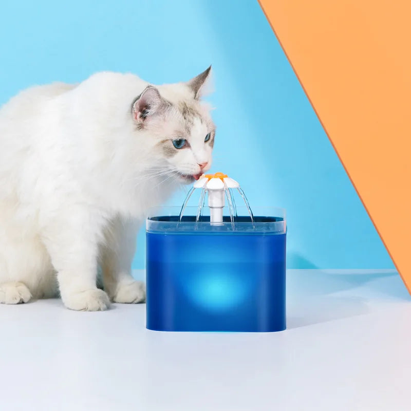2L Automatic Cats and Dogs Water Fountain with LED Lighting USB Pet Water Dispenser with Recirculate Filtring for Pet Feeder - MyLootWare