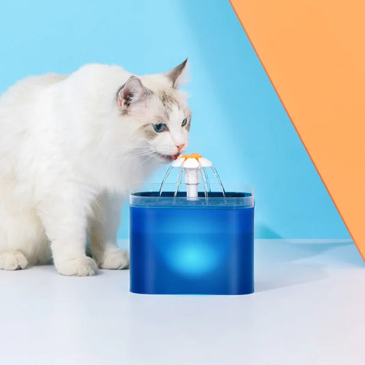 2L Automatic Cats and Dogs Water Fountain with LED Lighting USB Pet Water Dispenser with Recirculate Filtring for Pet Feeder - MyLootWare
