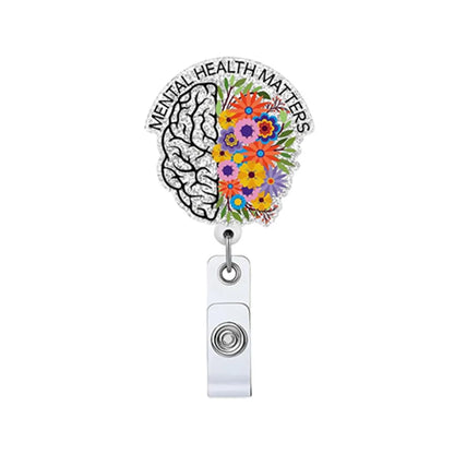 1 Piece Glitter Acrylic Retractable Nurse Badge Reel Anime Cat Bottle Brain Doctor ID Card Holder Lanyard Clip - MyLootWare