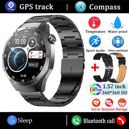 2025 New SmartWatch Men GT5 Pro AMOLED Screen GPS Sports Bluetooth call Heart rate Outdoor Waterproof Smartwatch For Huawei IOS - MyLootWare