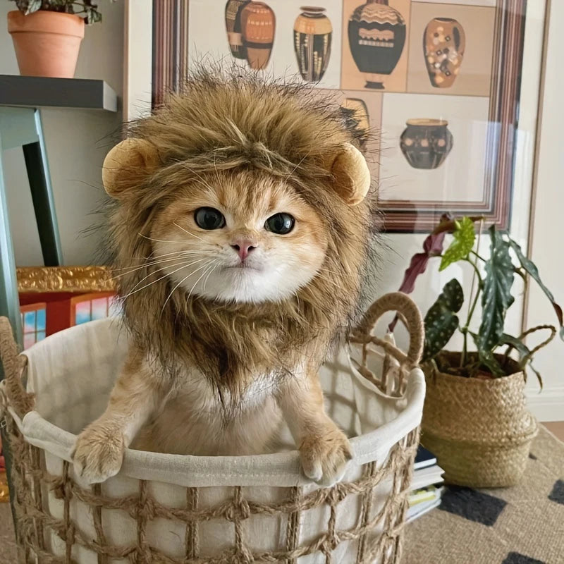 Pet Hairpiece - Humorous Lion Mane Headgear for