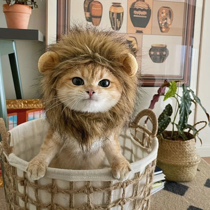 Pet Hairpiece - Humorous Lion Mane Headgear for