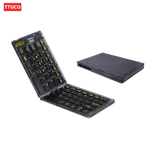 Portable wireless Bluetooth folding keyboard with 65 keys suitable for iPad laptops tablets small keyboards