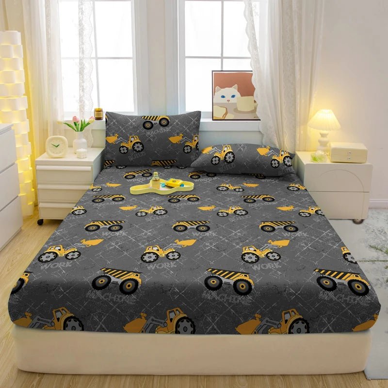 1 Cartoon Fun Game Printed Matte Fitted Sheet, Bedroom Printed Bed Cover, Bedding (Excluding Pillowcases) - MyLootWare