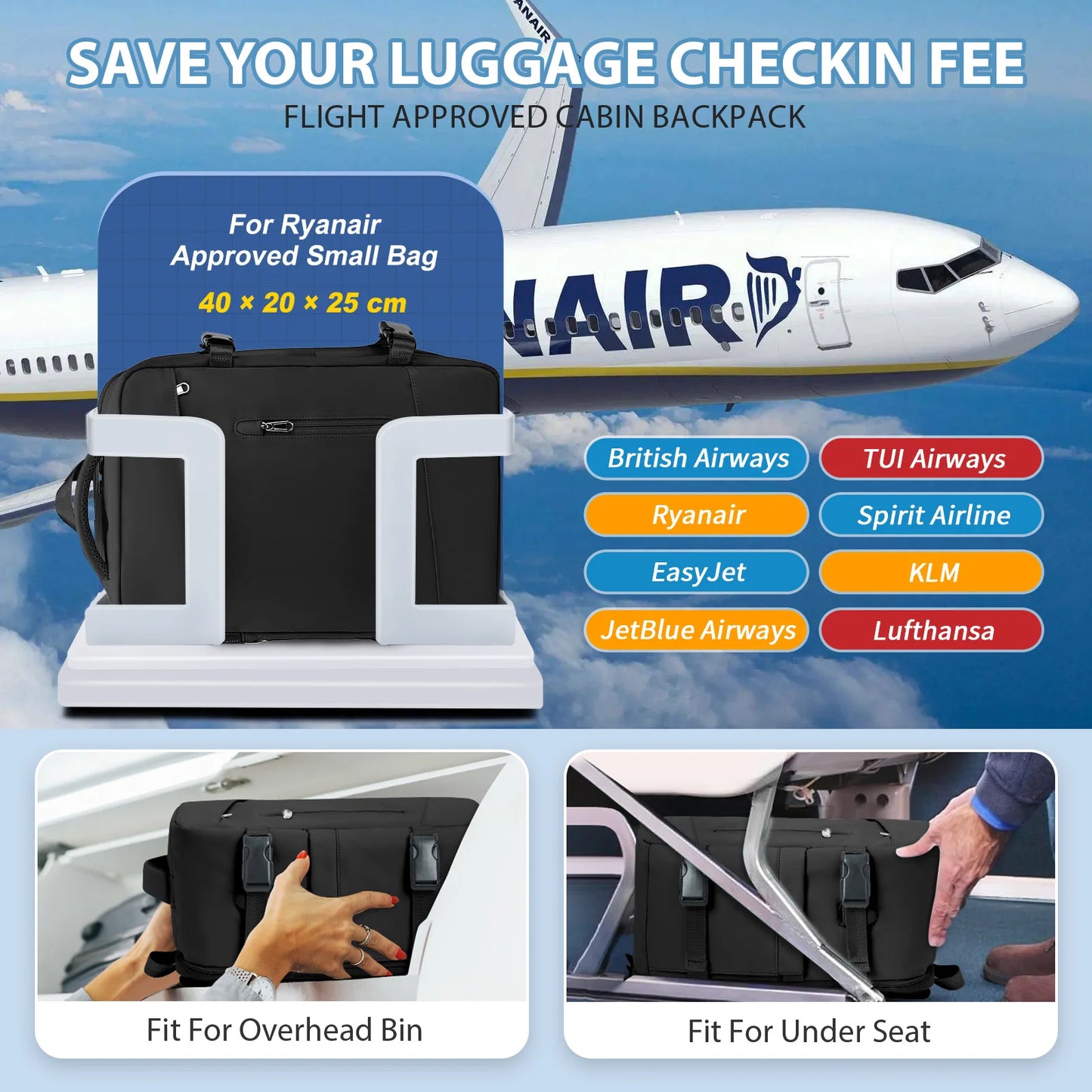 Business Backpacks for Men‘s Bags Women Backpack Travel 40x20x25 Ryanair Carry-Ons, Laptops Backpacks College Schoolbags Bluey ﻿ - MyLootWare