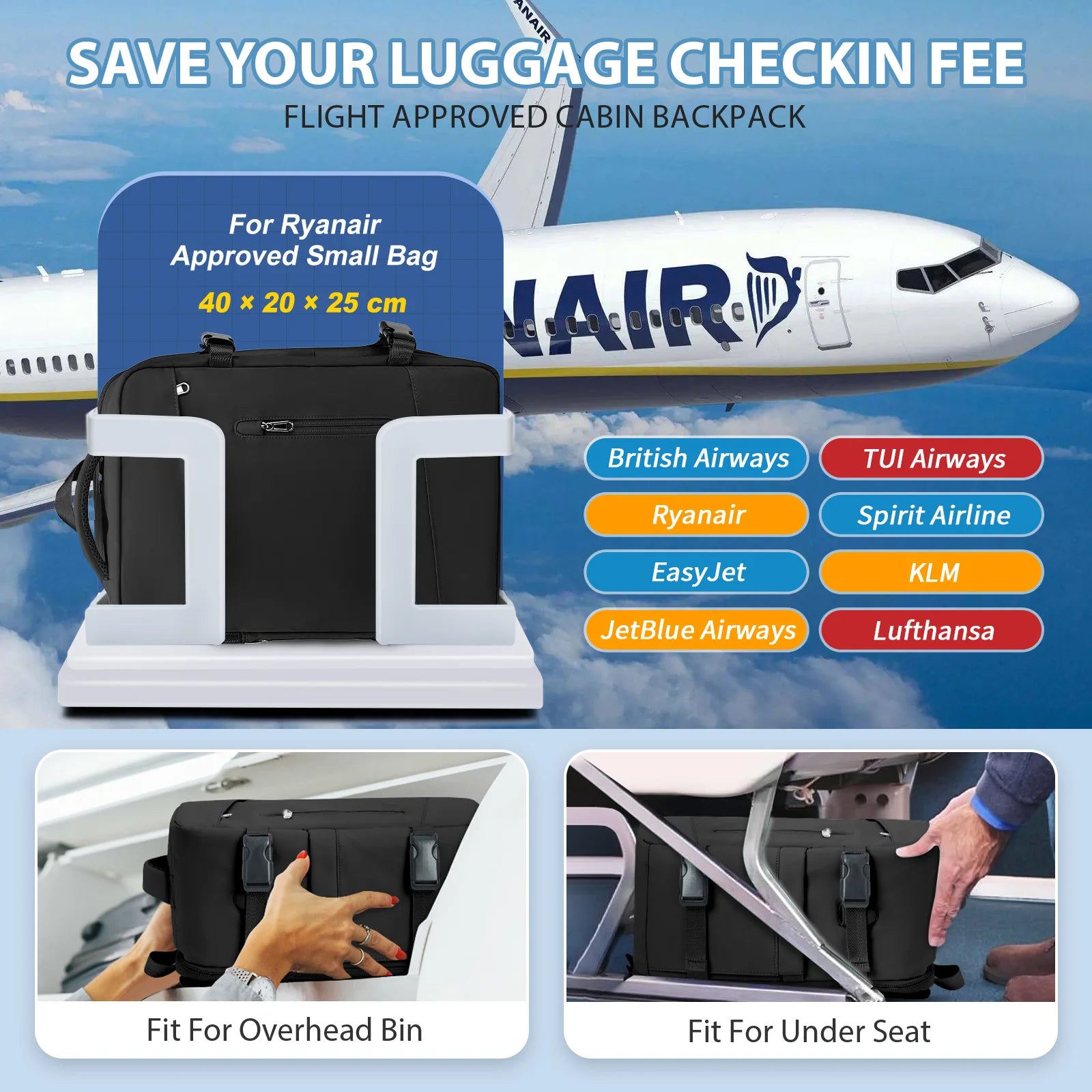 Business Backpacks for Men‘s Bags Women Backpack Travel 40x20x25 Ryanair Carry-Ons, Laptops Backpacks College Schoolbags Bluey ﻿ - MyLootWare