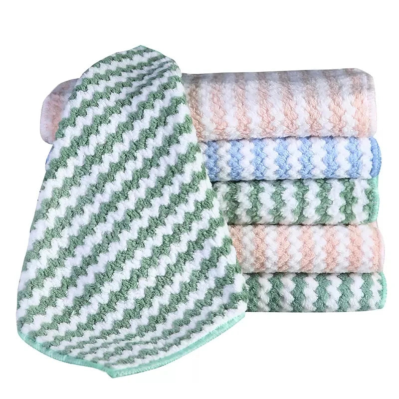 30x30cm 10/5/3PCS Kitchen Scouring Pad Towel Dishcloth Household Rags Gadget Microfiber Non-stick Oil Table Cleaning Cloth Wipe - MyLootWare