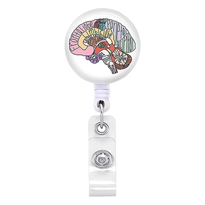 Acrylic English Badge Holder Clip Rotating Alligator Clip Retractable Badge Reel For Doctor Nurse Teacher Student Halloween Gift - MyLootWare