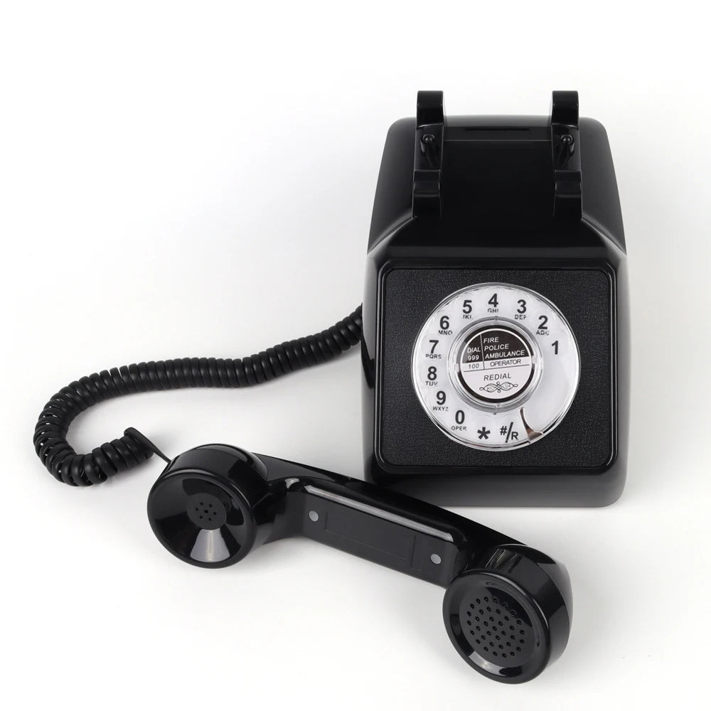 Vintage Landline Phones for Home, Retro Rotary House Phone with Ringer & Volume, Classic Old Fashion Desktop Analog Telephone - MyLootWare
