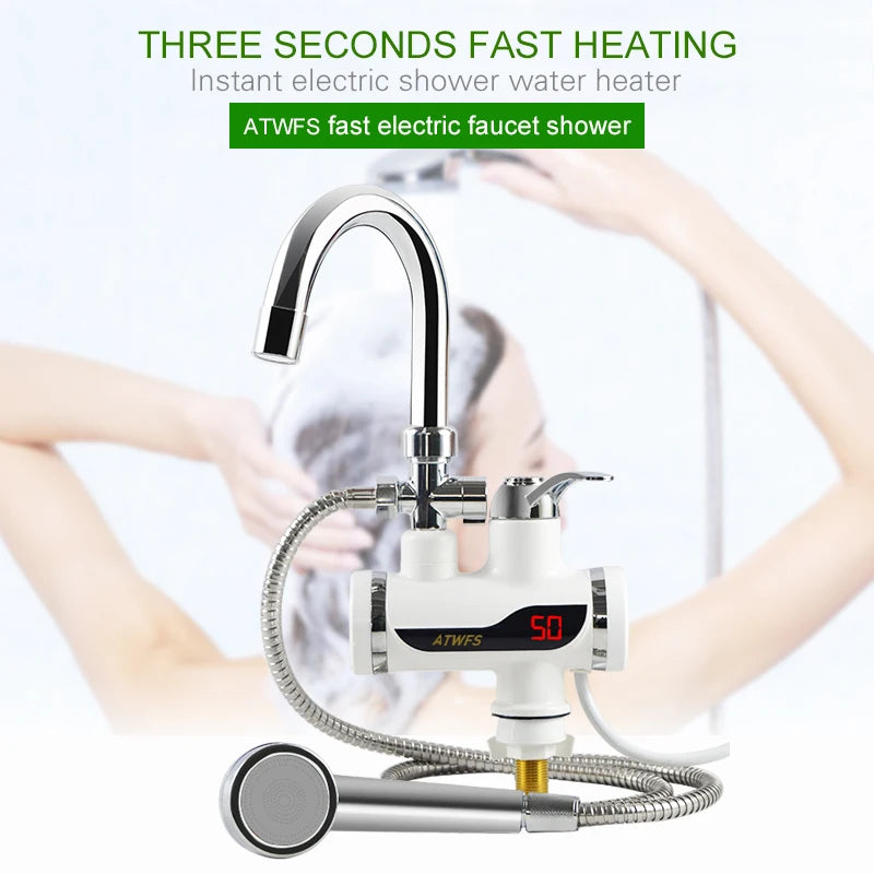 ATWFS Electric Instant Shower Water Heater Instant Hot Water Faucet Kitchen Electric Tap Water Heating Instantaneous Heater - MyLootWare