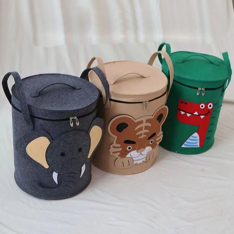 Toy Storage Bucket Cartoon Animal Storage Basket Large Capacity Storage Basket with Lid Foldable Storage Basket Home Supplies - MyLootWare