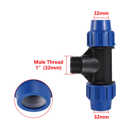 20/25/32mm to 1/2" 3/4" 1" Male PE Pipe Fitting Adapter Tee Elbow Garden Agriculture Irrigation Fittings Garden Water Connection - MyLootWare
