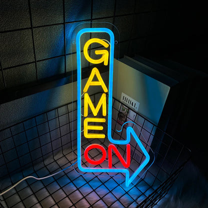 Gaming Neon Sign, Game On Neon Sign for Game Room