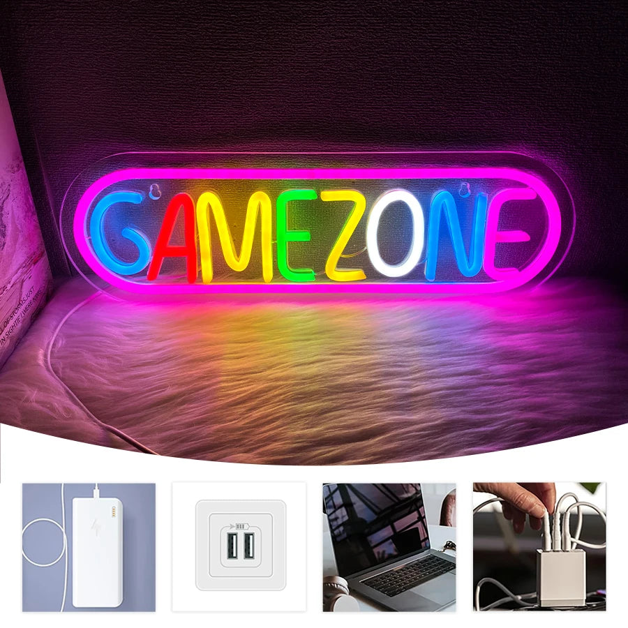 Gaming Neon Sign, Game On Neon Sign for Game Room