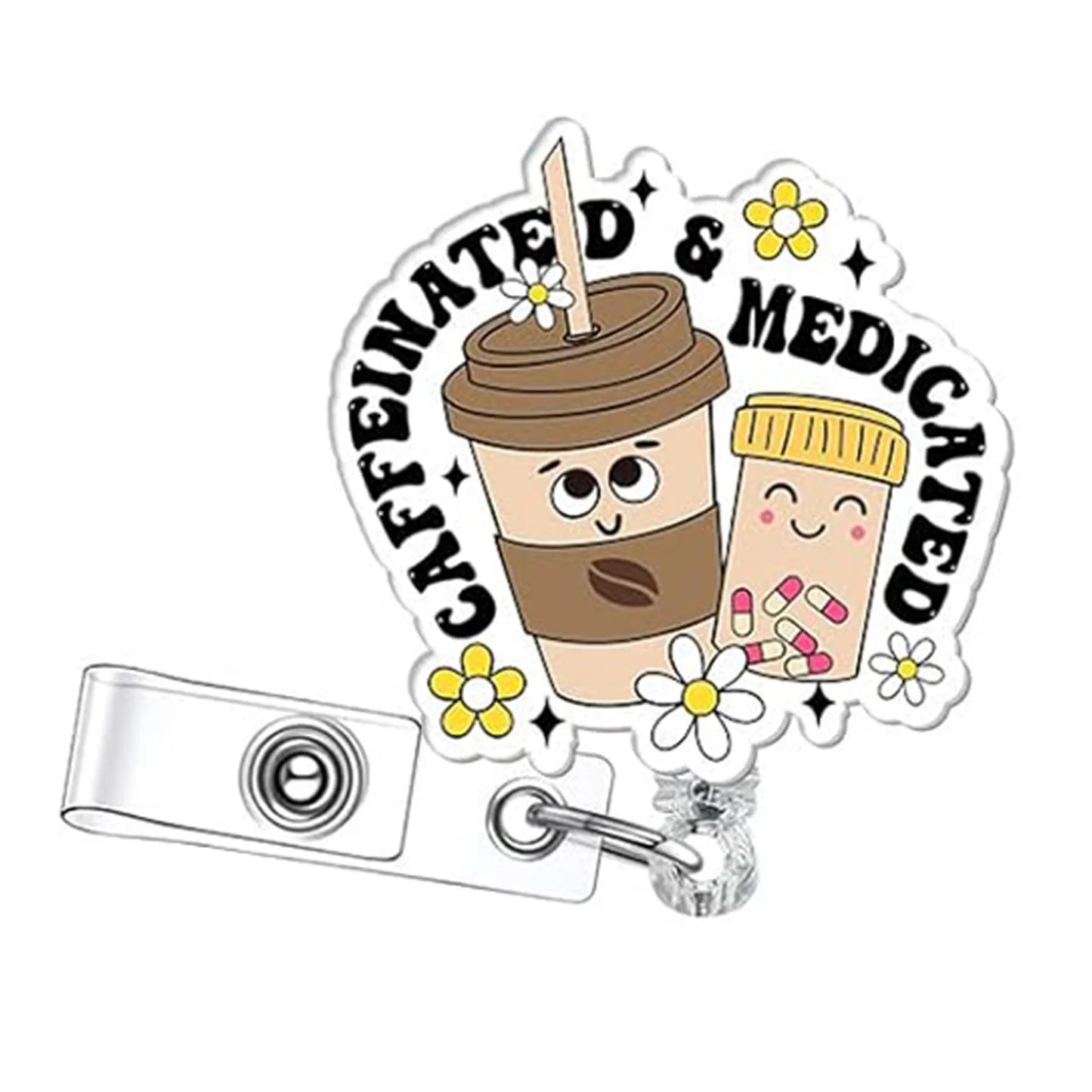 Acrylic English Badge Holder Clip Rotating Alligator Clip Retractable Badge Reel For Doctor Nurse Teacher Student Halloween Gift - MyLootWare