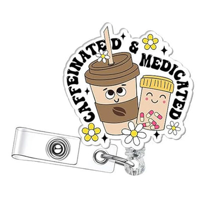 Acrylic English Badge Holder Clip Rotating Alligator Clip Retractable Badge Reel For Doctor Nurse Teacher Student Halloween Gift - MyLootWare