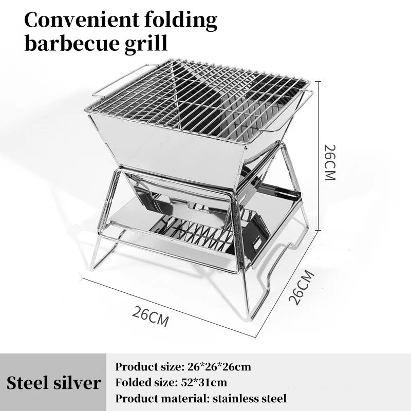 Camping Fire Table Charcoal Barbecue Grill Outdoor Picnic Bonfire Outdoor Portable Folding Barbecue Stove Fire Pit Camping Stove - MyLootWare