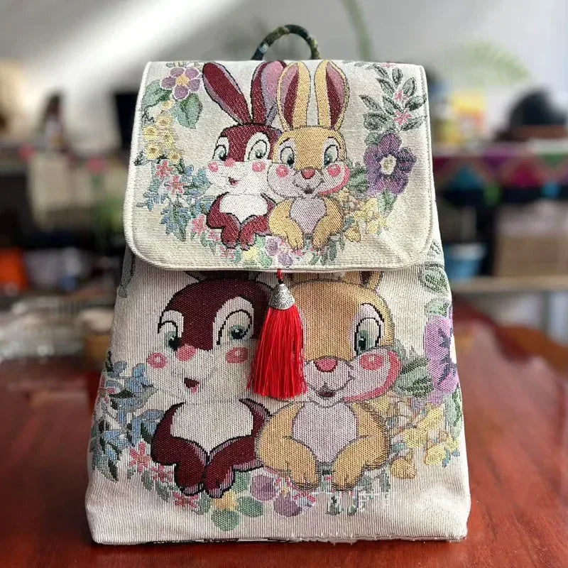 Backpacks Bags for Women Embroidery Ethnic Style Streetwear Fashion Casual Vintage Elegant Harajuku Travel Canvas Bag Sports - MyLootWare