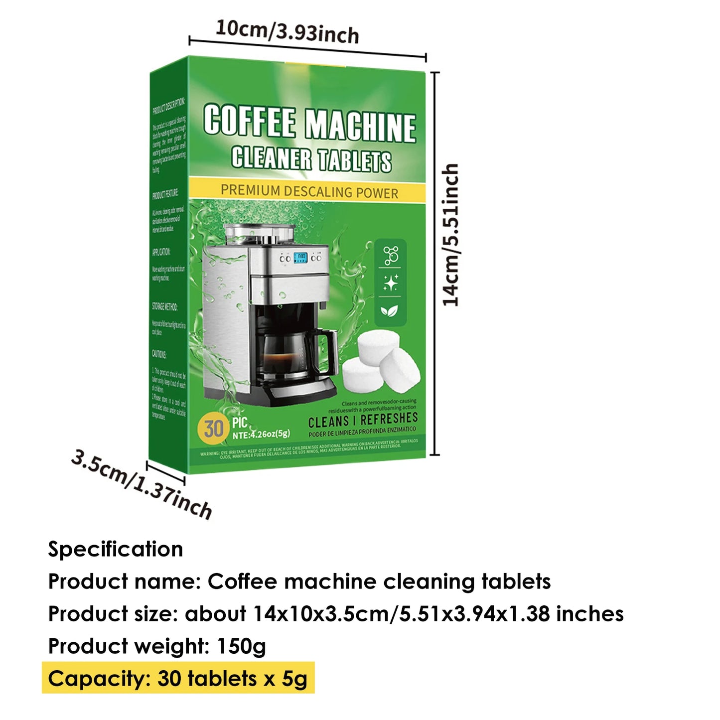 Coffee machine cleaning tablets 8 tablets coffee