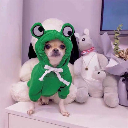 Cute Dog Hoodie Frog Shape Dog Coats Pet Halloween