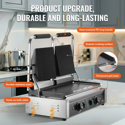 VEVOR Commercial Panini Grill 3600W Electric