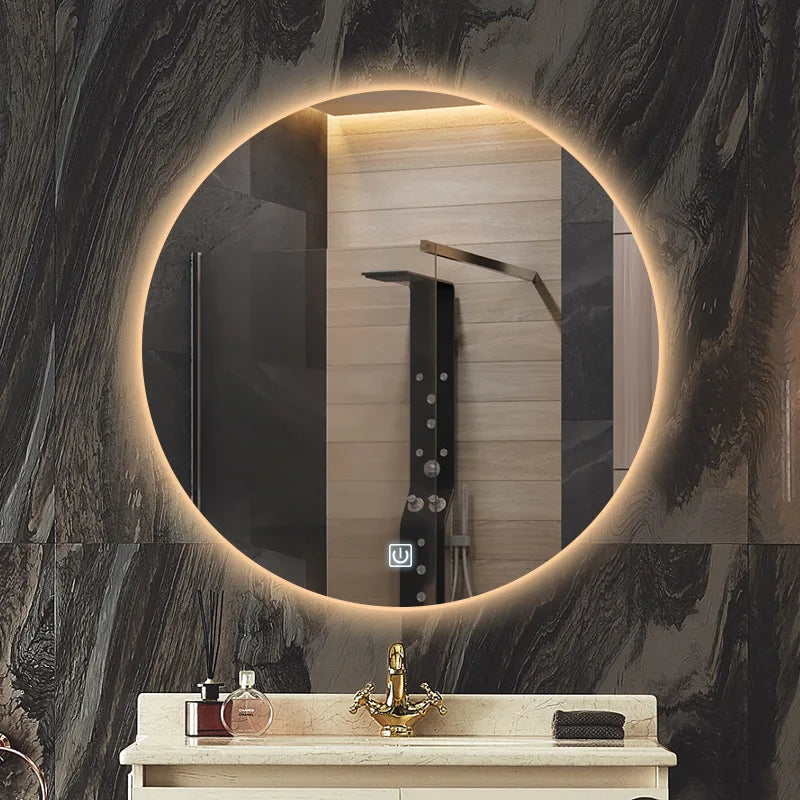 Modern Style Simple Circular Mirror LED Bathroom