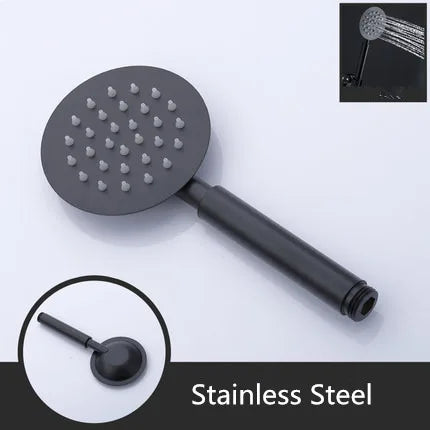 Hand-held Shower Head Water Saving Black Bathroom